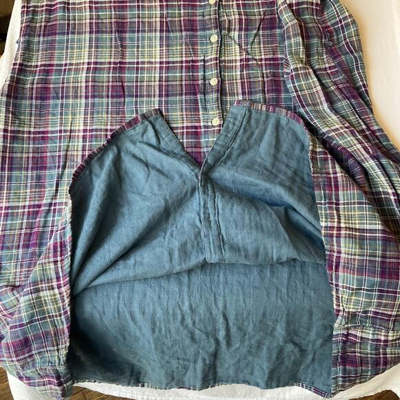 Converse One Star Women Dress 2 Plus Size Purple Plaid Shirt Dress Casual Button - Picture 8 of 11